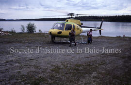 Helicopter at Lac Caché, Chris Lapello and Nancy Cantin