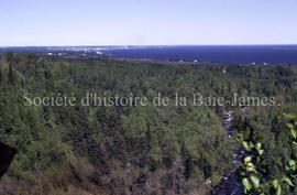 View of Lake St-John from cliff at Val-Jalbert.