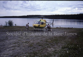 Helicopter at Lac Caché, Réal, Nancy and Chris Lapallo.