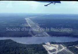 Power line from air of Chibougamau River