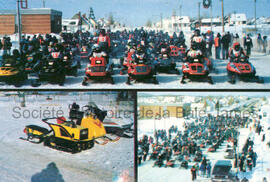 Motoneigistes sur la 3e rue, avant le départ du 27e Rallye international de Chibougamau