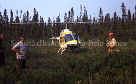 Helicopter in bush hole at Mistassini.