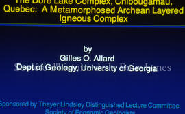 Title Dore Lake Complex, Society of Economic Geologists, Thayer Lindsay.