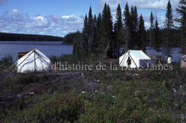 Lac de la Gravière camp, from back, 2 tents.